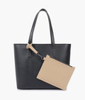 Buy Black tote bag with detachable pouch in Pakistan