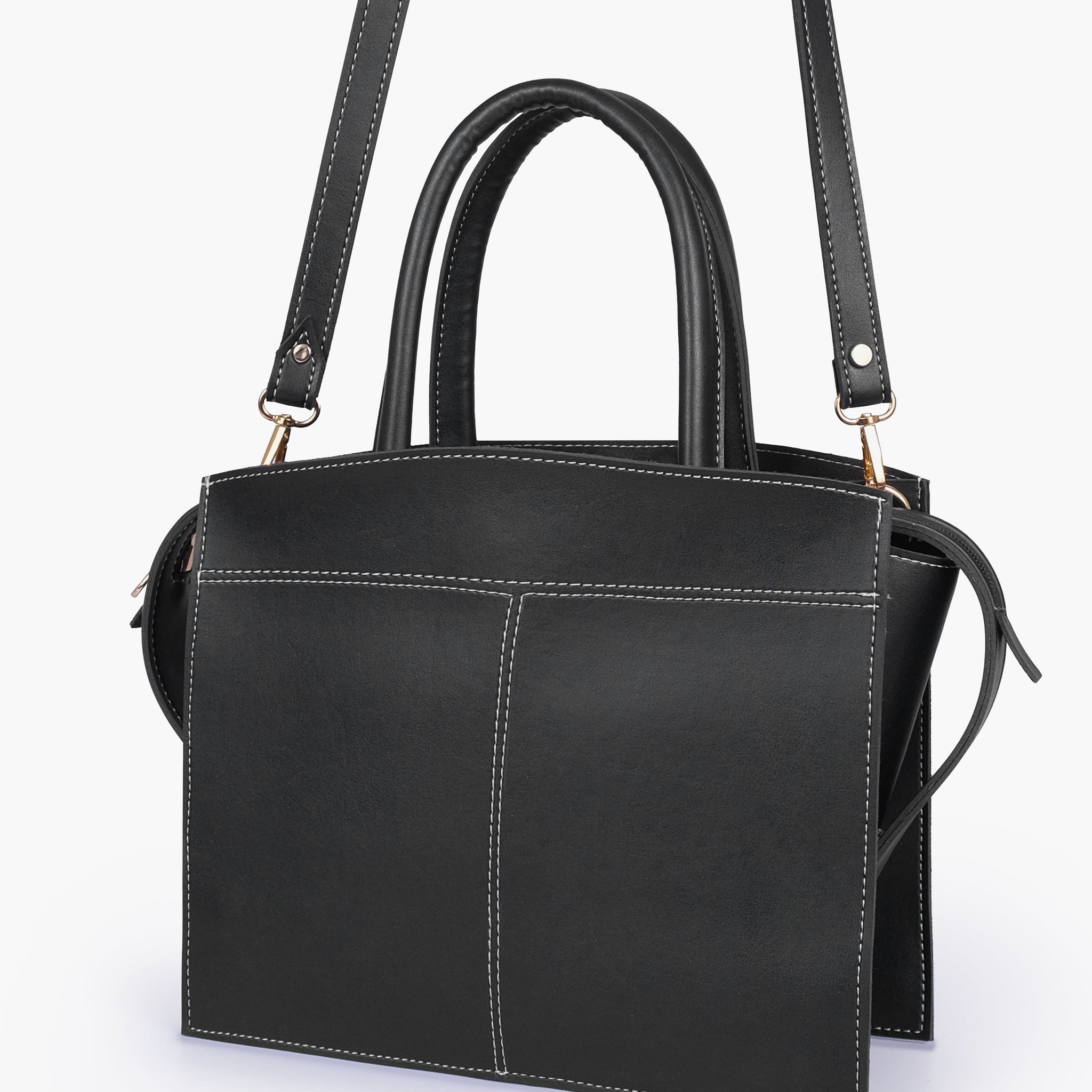 Buy Black trapeze top-handle bag in Pakistan