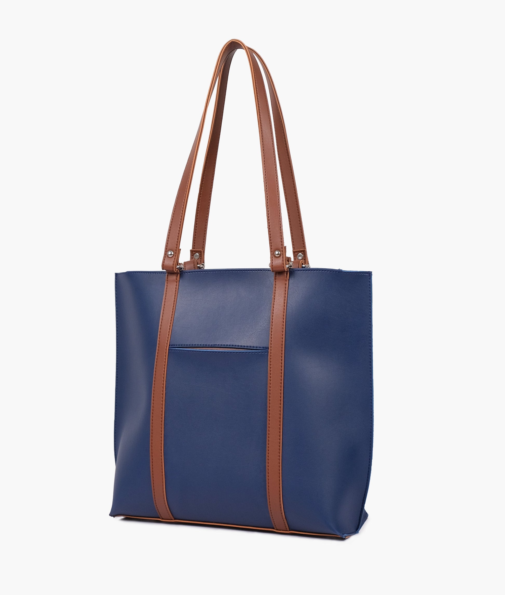 Buy Blue and brown double-handle tote bag in Pakistan