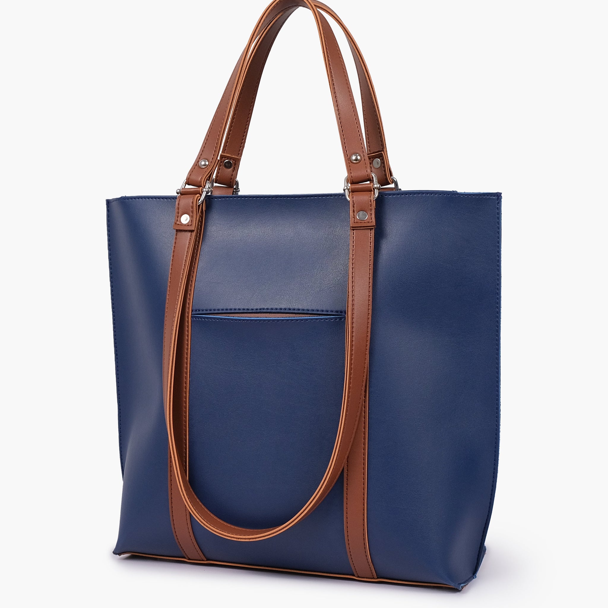 Buy Blue and brown double-handle tote bag in Pakistan