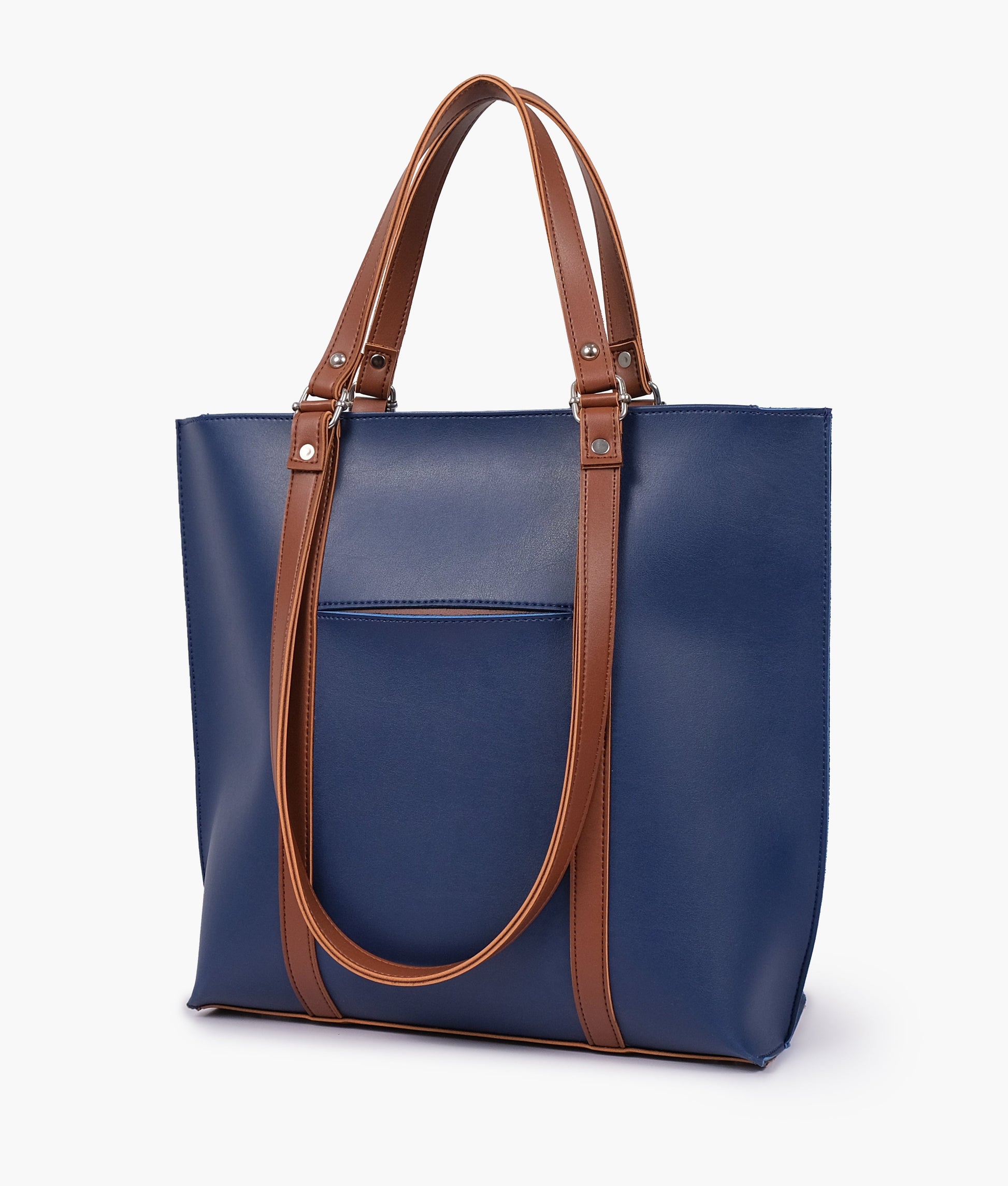 Buy Blue and brown double-handle tote bag in Pakistan