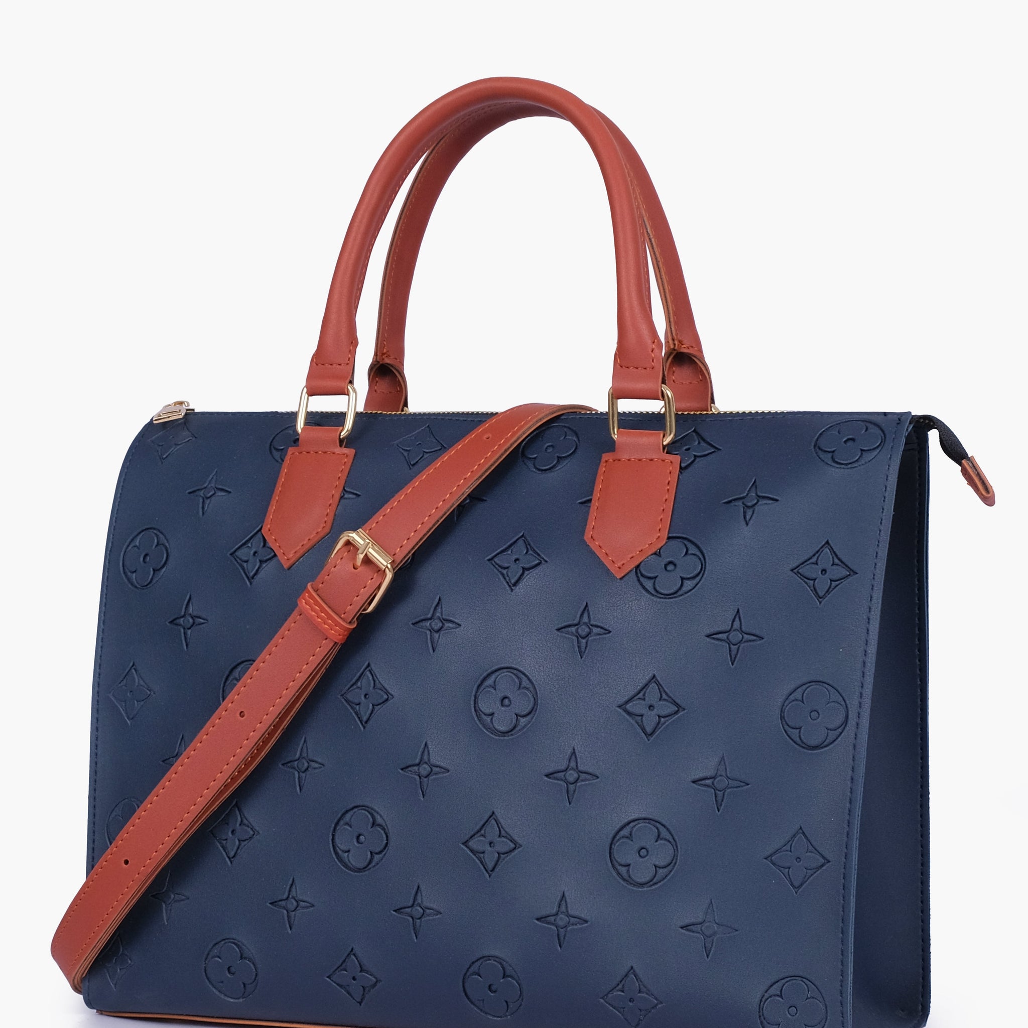 Buy Blue and rust on-the-go handbag in Pakistan