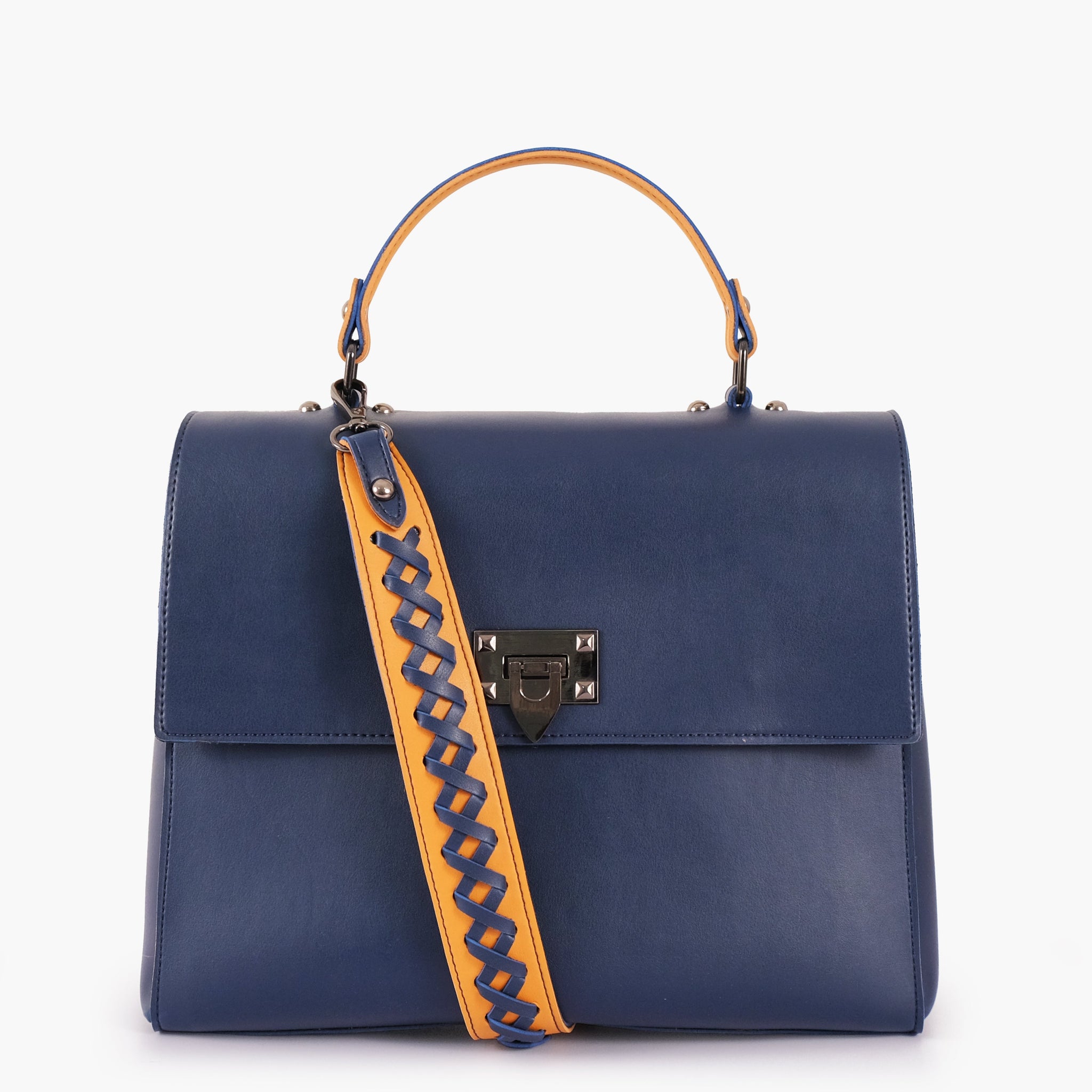 Buy Blue flap-over top-handle bag in Pakistan