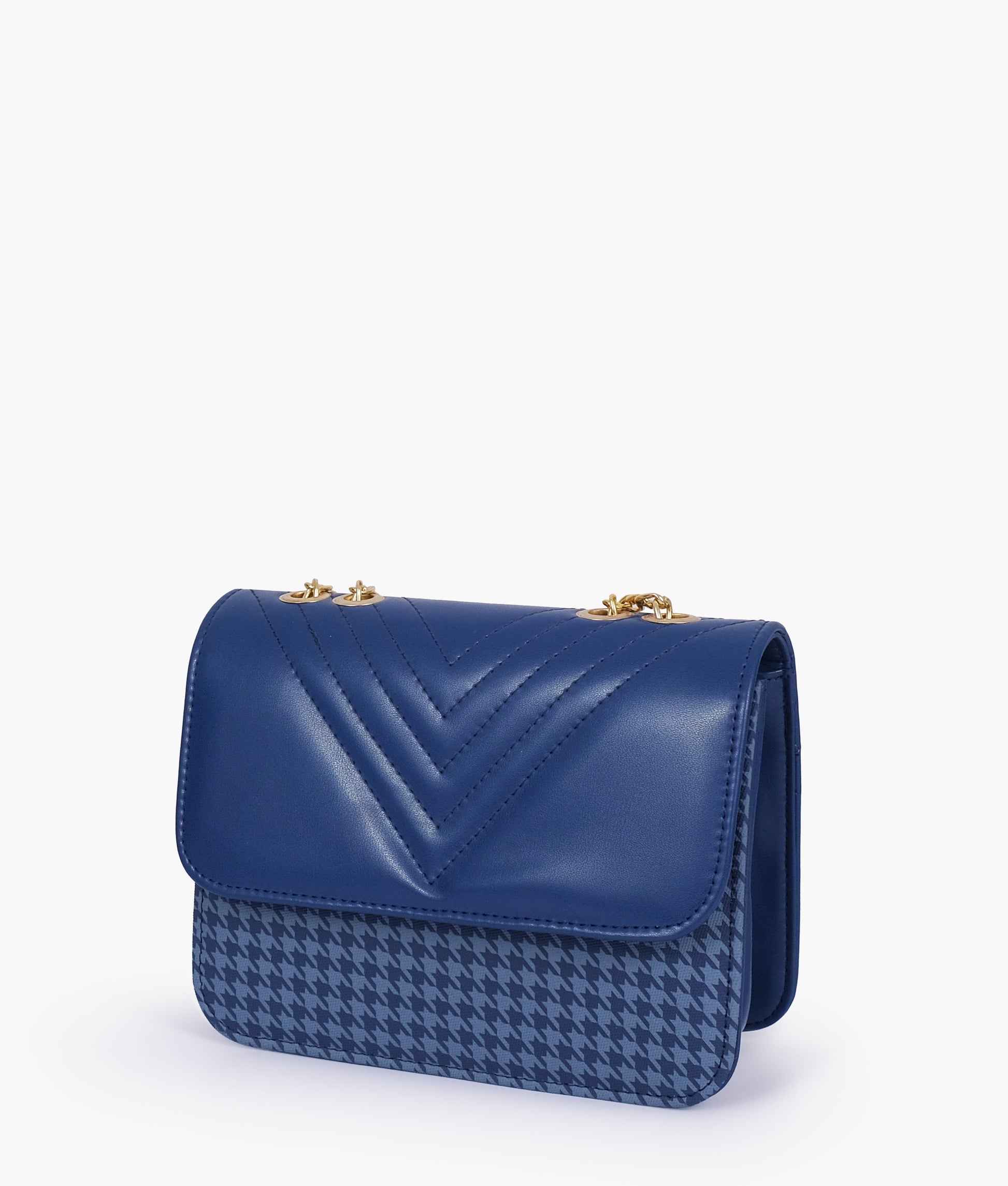 Buy Blue houndstooth chain cross-body bag in Pakistan