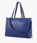 Buy Blue quilted carryall tote bag in Pakistan