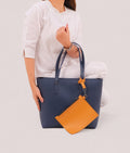 Buy Blue tote bag with detachable pouch in Pakistan