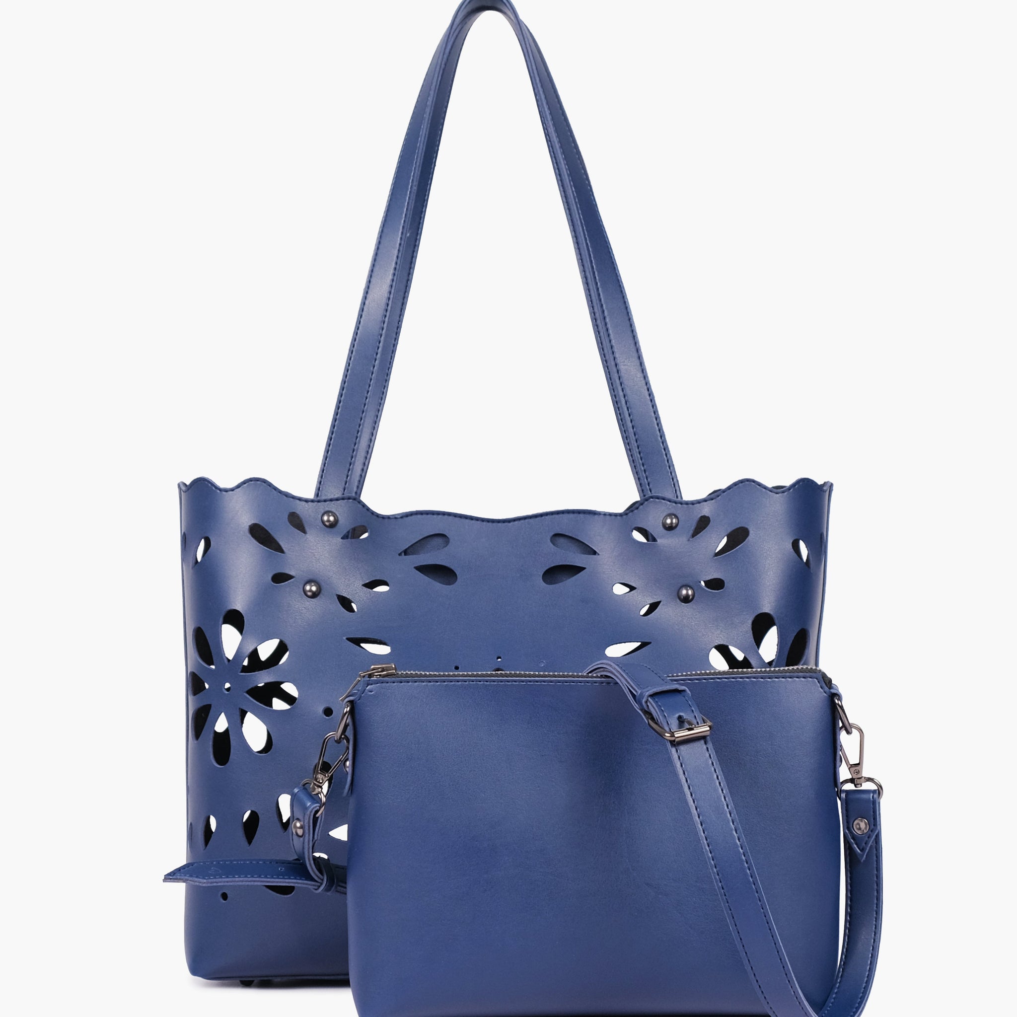 Buy Blue two-piece floral tote in Pakistan