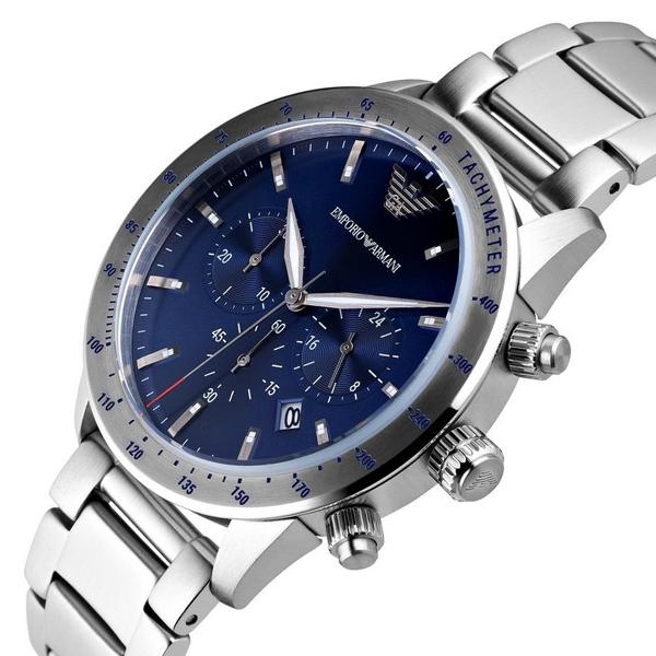 Buy Emporio Armani Mario Blue Dial Silver Steel Strap Watch for Men - AR11306 in Pakistan