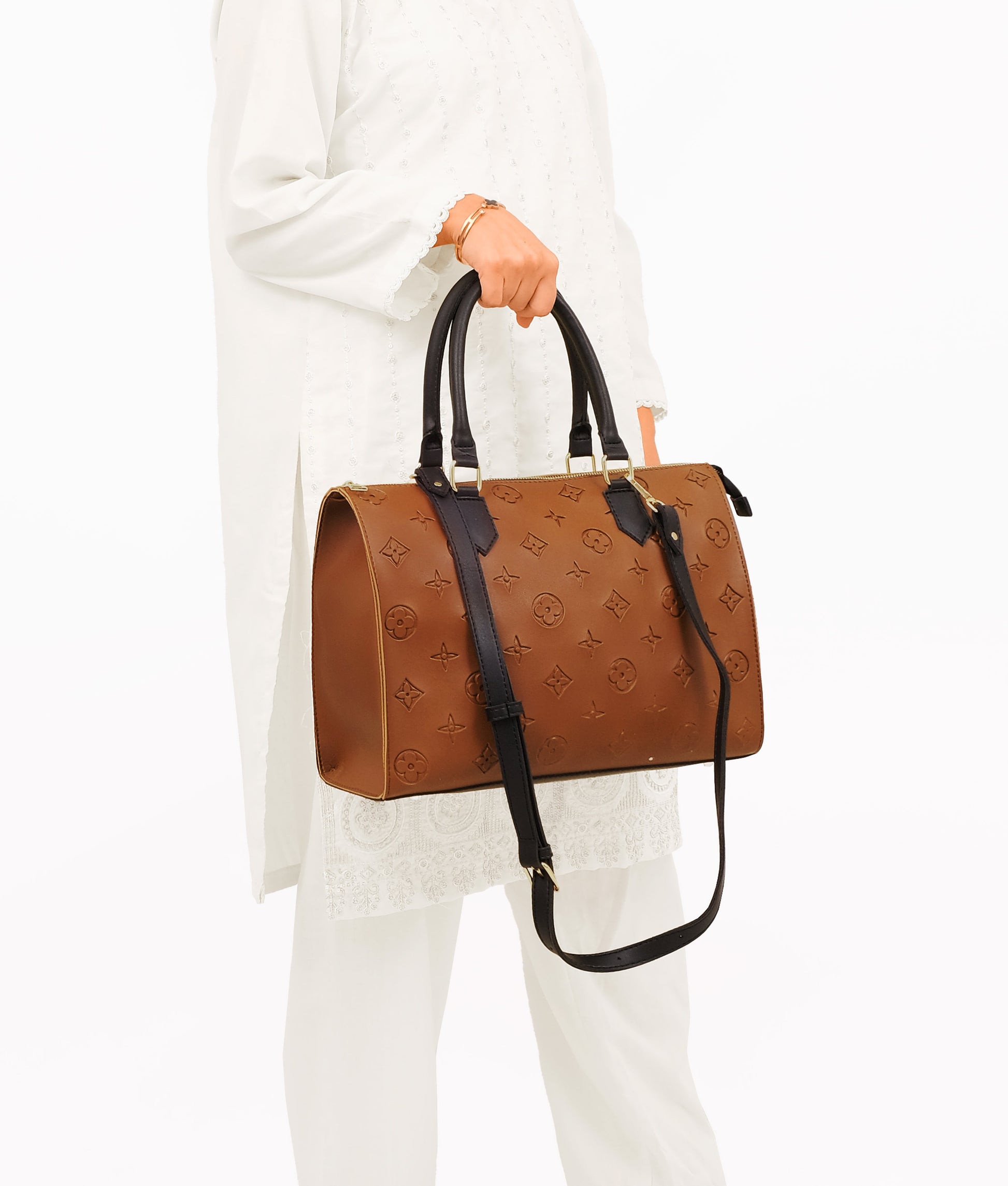 Buy Brown and black on-the-go handbag in Pakistan