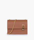 Buy Brown chain shoulder bag with twist lock in Pakistan