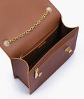 Buy Brown chain shoulder bag with twist lock in Pakistan