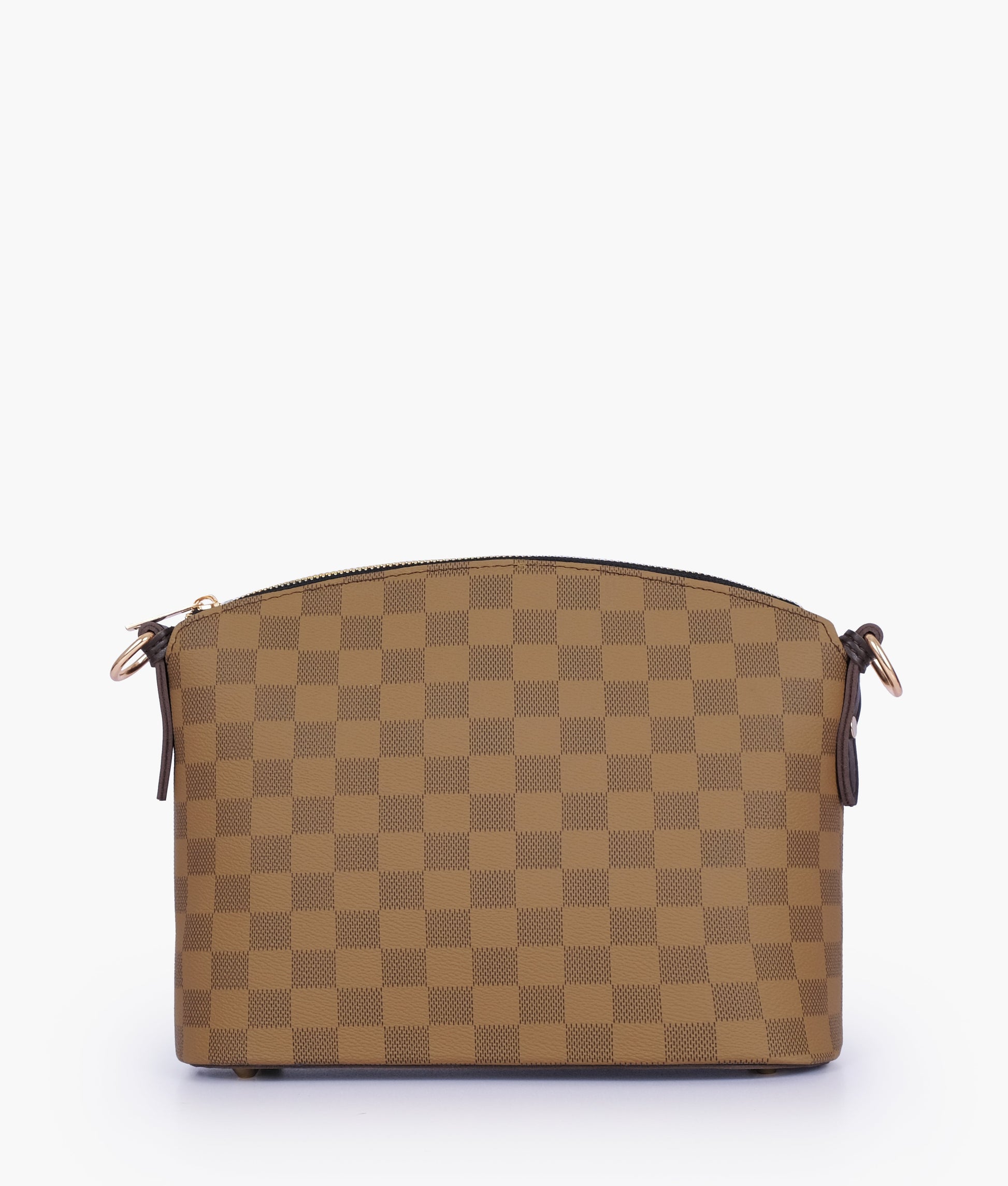 Buy Brown checkered dome cross-body bag in Pakistan