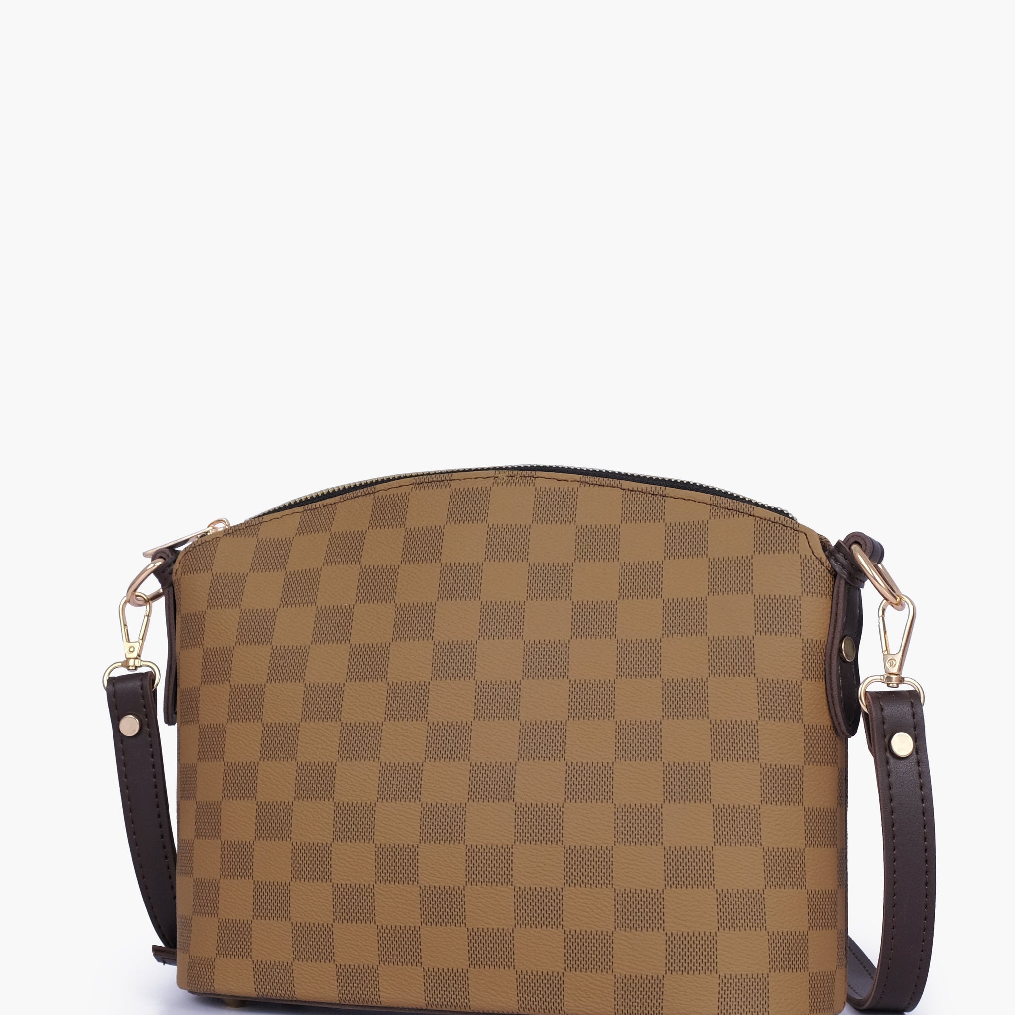 Buy Brown checkered dome cross-body bag in Pakistan