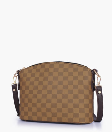 Buy Brown checkered dome cross-body bag in Pakistan