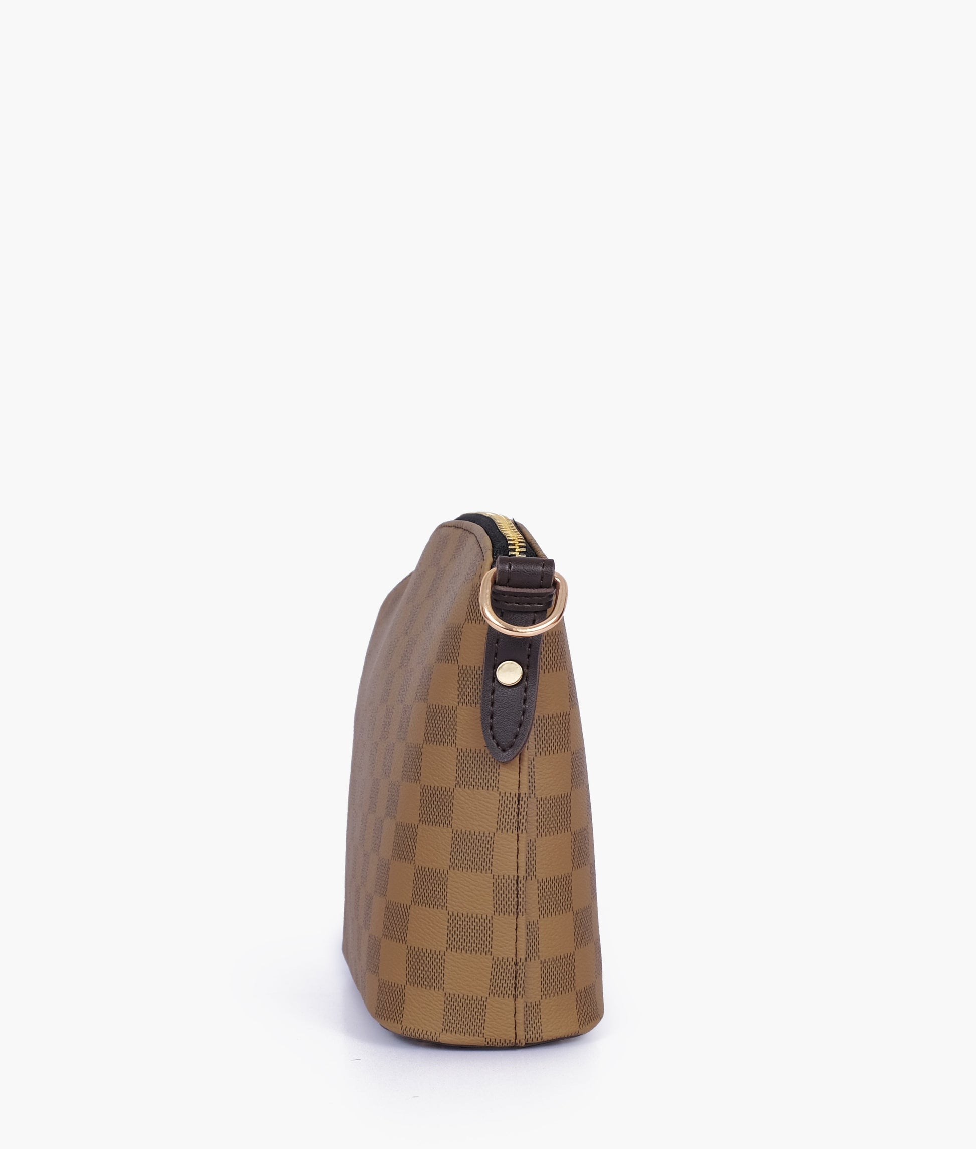 Buy Brown checkered dome cross-body bag in Pakistan