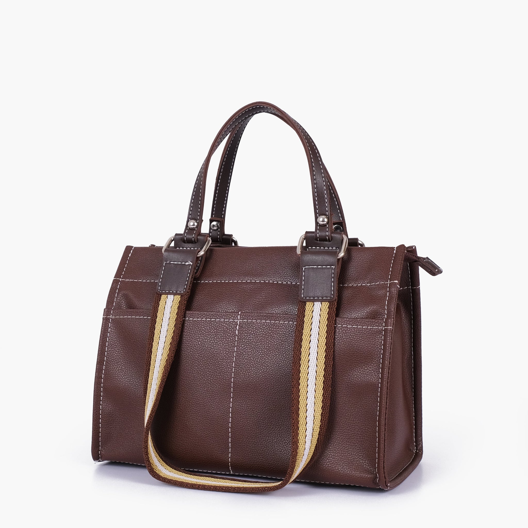 Buy Brown dual-pocket mini tote bag in Pakistan