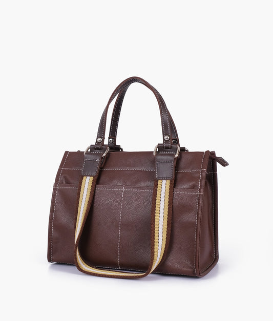 Buy Brown dual-pocket mini tote bag in Pakistan