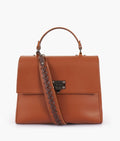 Buy Brown flap-over top-handle bag in Pakistan