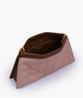 Buy Brown quilted evening clutch with snap closure in Pakistan