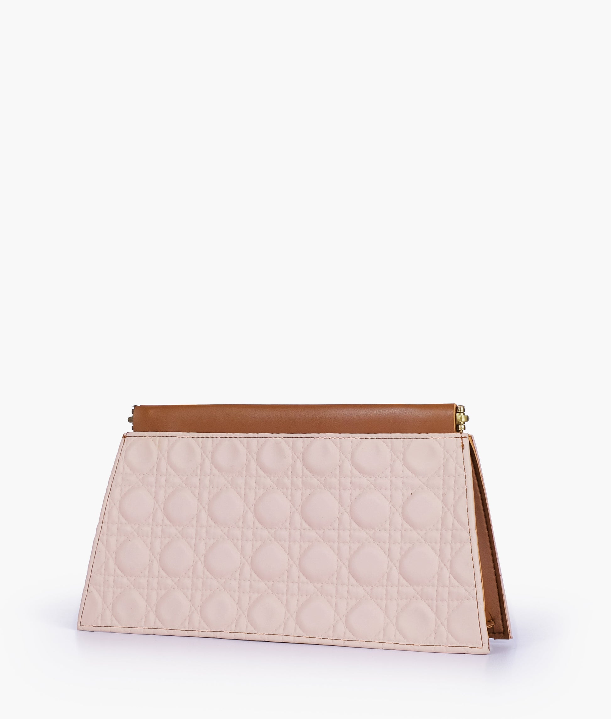 Buy Brown quilted evening clutch with snap closure in Pakistan