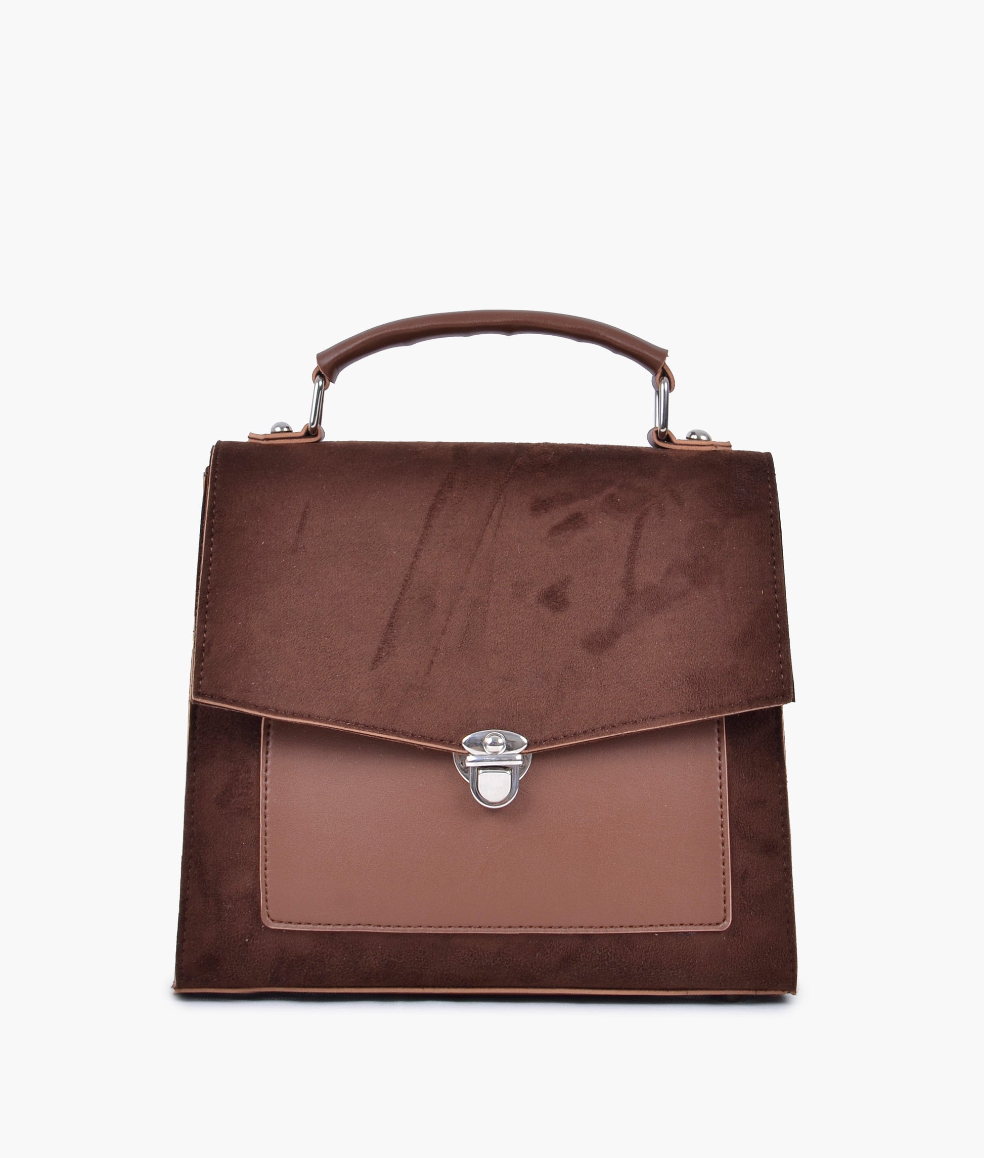 Buy Brown suede push-lock messenger bag in Pakistan