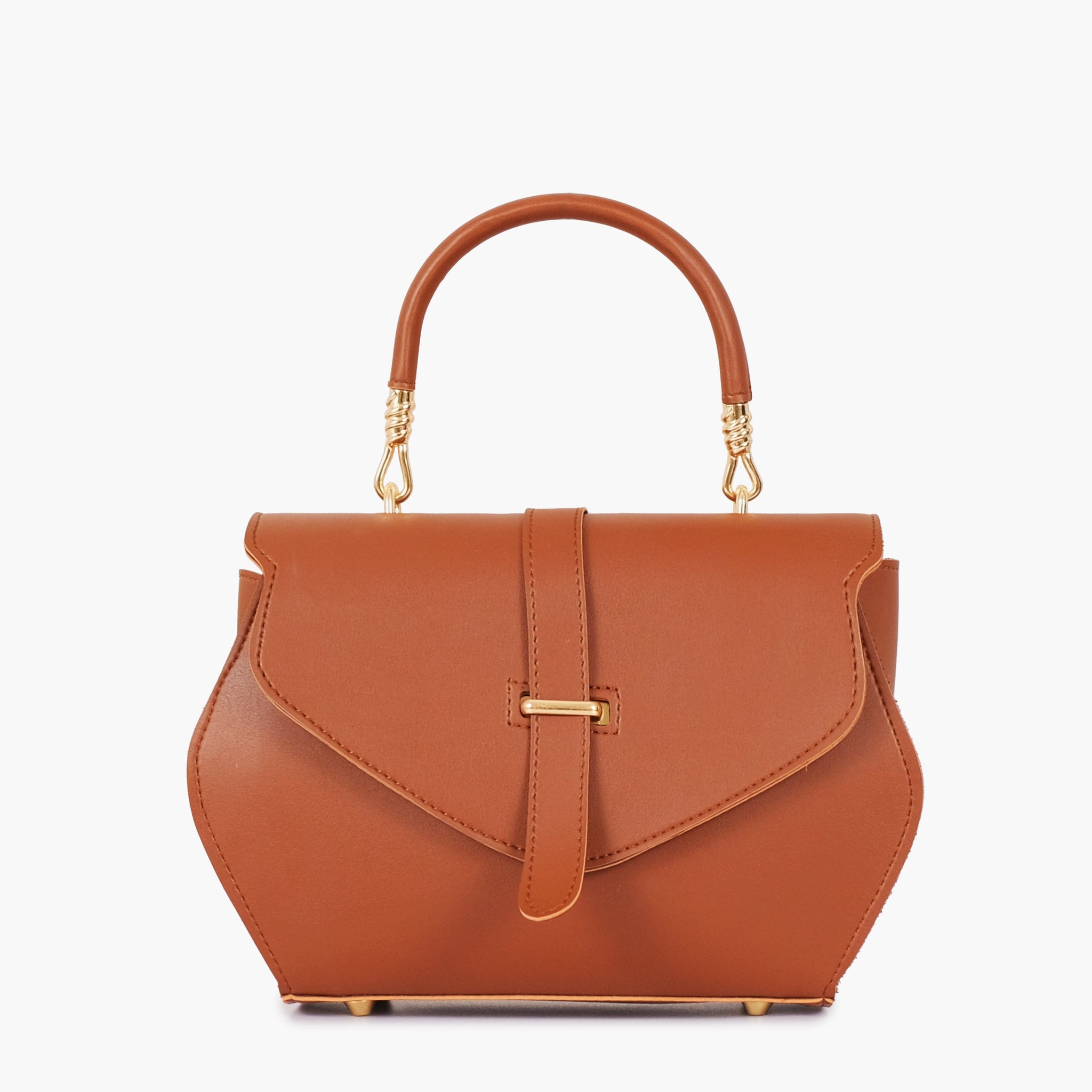 Buy Brown top-handle hexagon bag in Pakistan