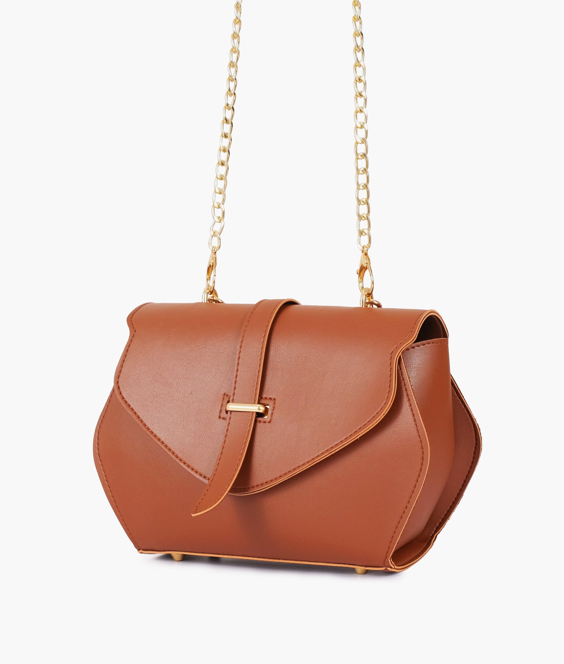 Buy Brown top-handle hexagon bag in Pakistan