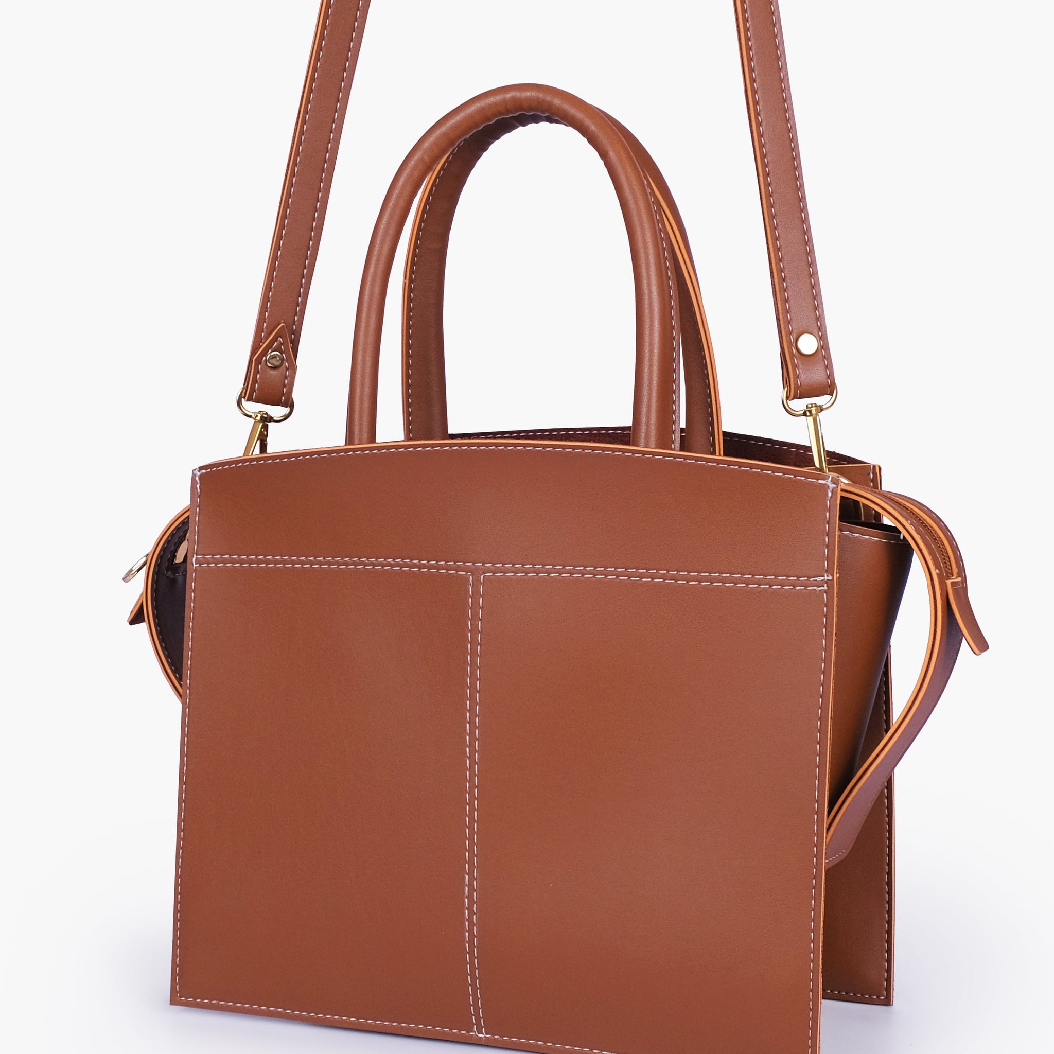 Buy Brown trapeze top-handle bag in Pakistan