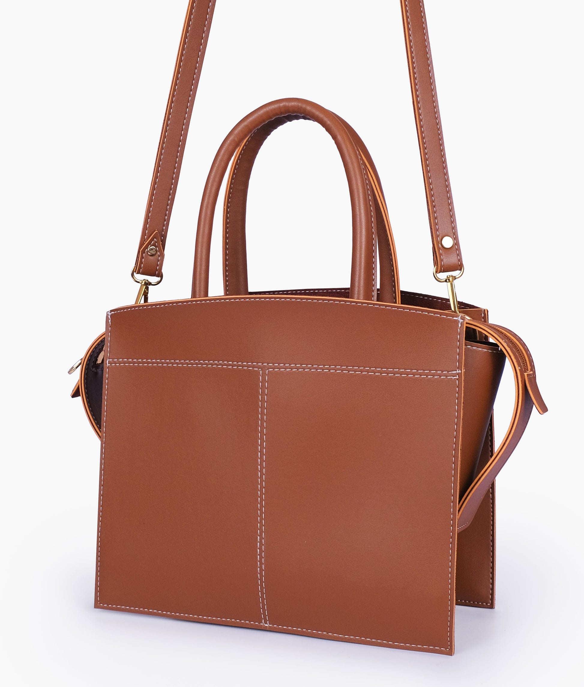 Buy Brown trapeze top-handle bag in Pakistan