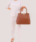 Buy Brown zipper tote bag in Pakistan