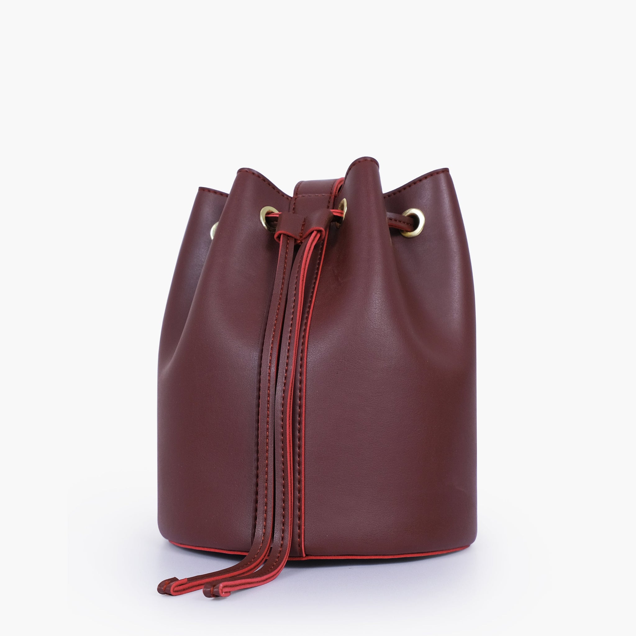 Buy Burgundy loop handle bucket bag in Pakistan