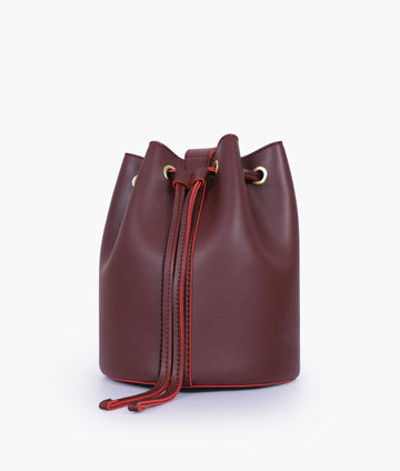 Buy Burgundy loop handle bucket bag in Pakistan