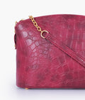 Buy Burgundy crocodile with chain strap cross-body bag in Pakistan