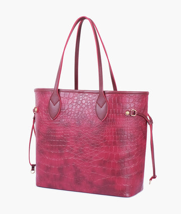 Buy Burgundy crocodile neverfull tote bag in Pakistan