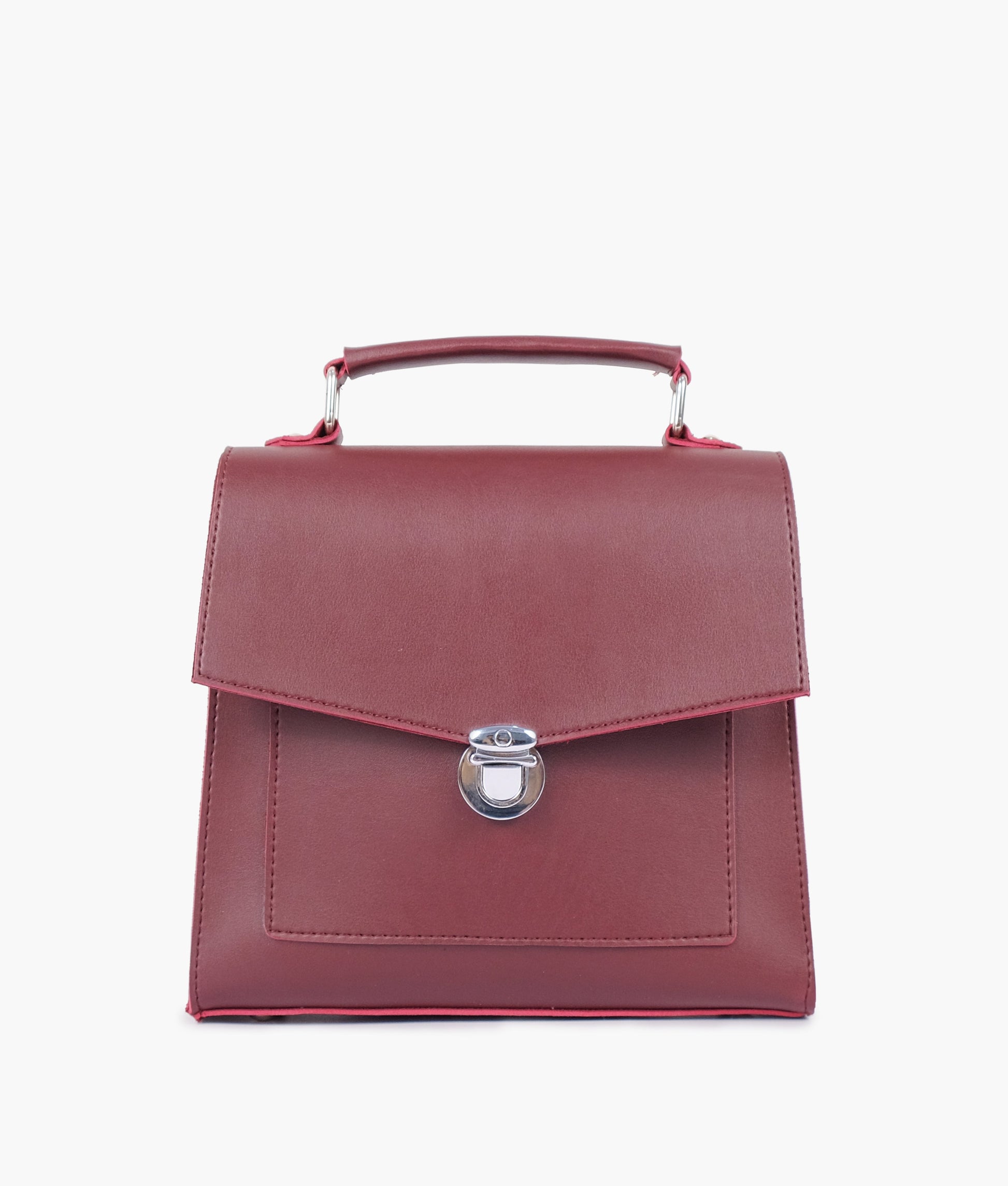 Buy Burgundy push-lock messenger bag in Pakistan