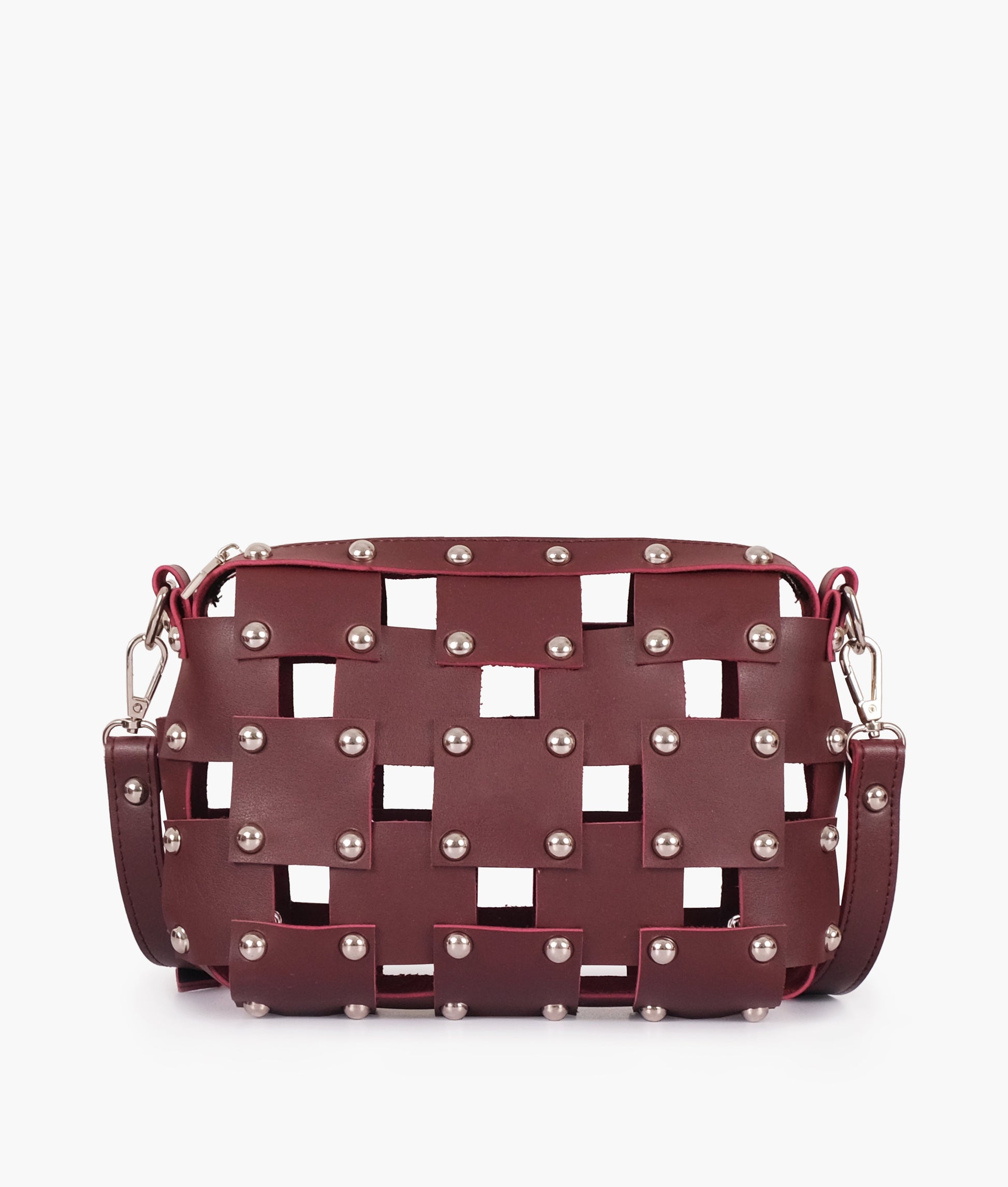 Buy Burgundy rivet cross-body bag in Pakistan