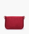 Buy Burgundy suede saddle bag with twist lock in Pakistan