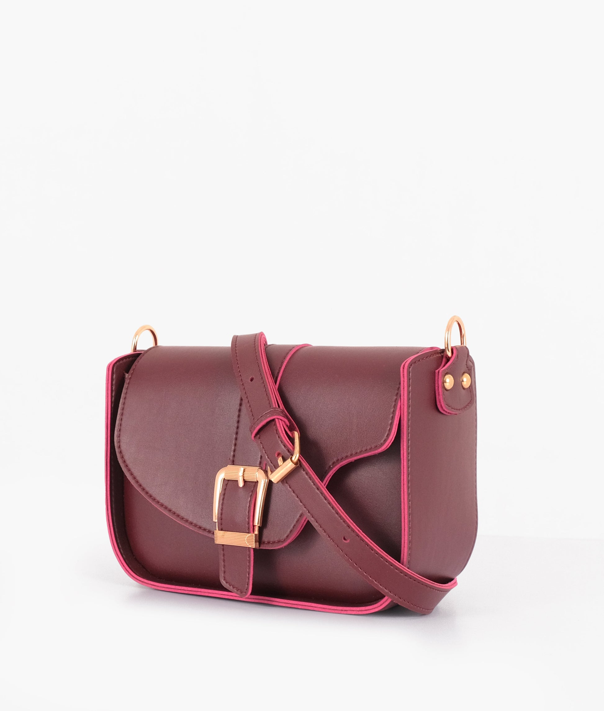 Buy Burgundy saddle buckle bag in Pakistan