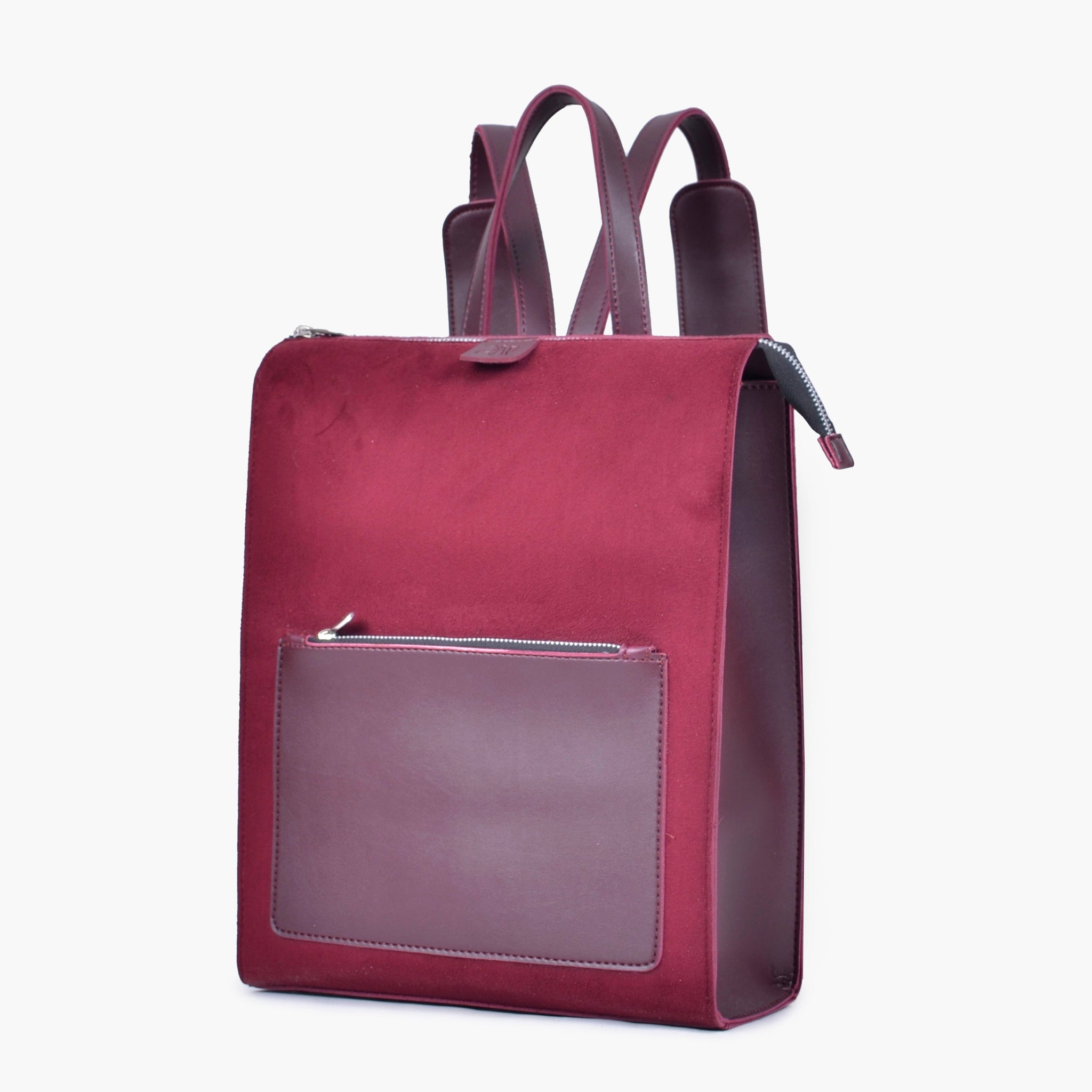 Buy Burgundy suede adventure backpack in Pakistan