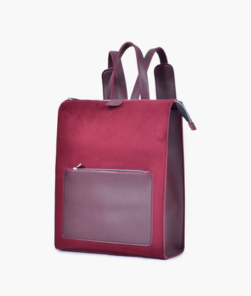 Buy Burgundy suede adventure backpack in Pakistan