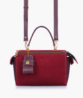 Buy Burgundy suede bowling bag with top-handle in Pakistan