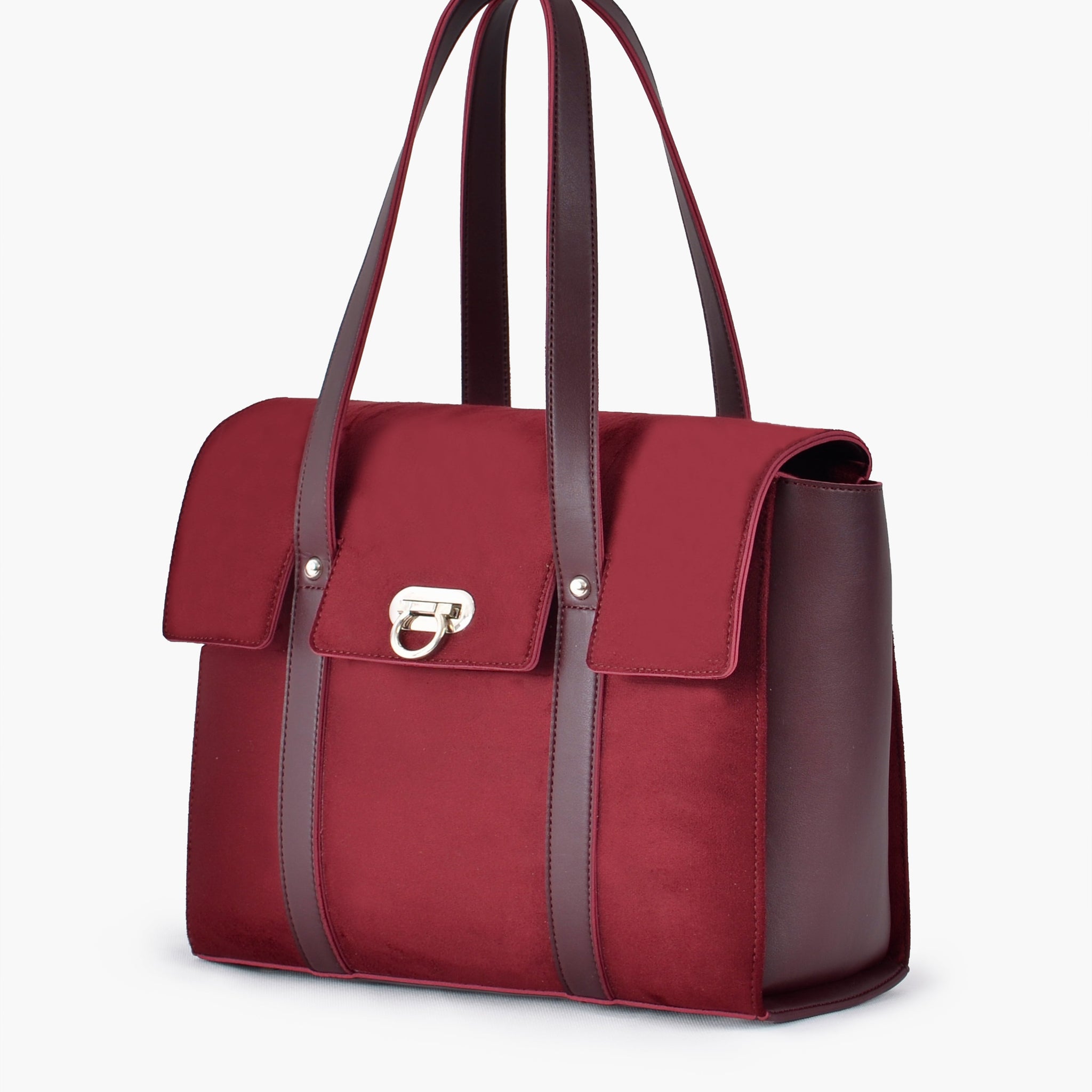 Buy Burgundy suede carry-all satchel bag in Pakistan