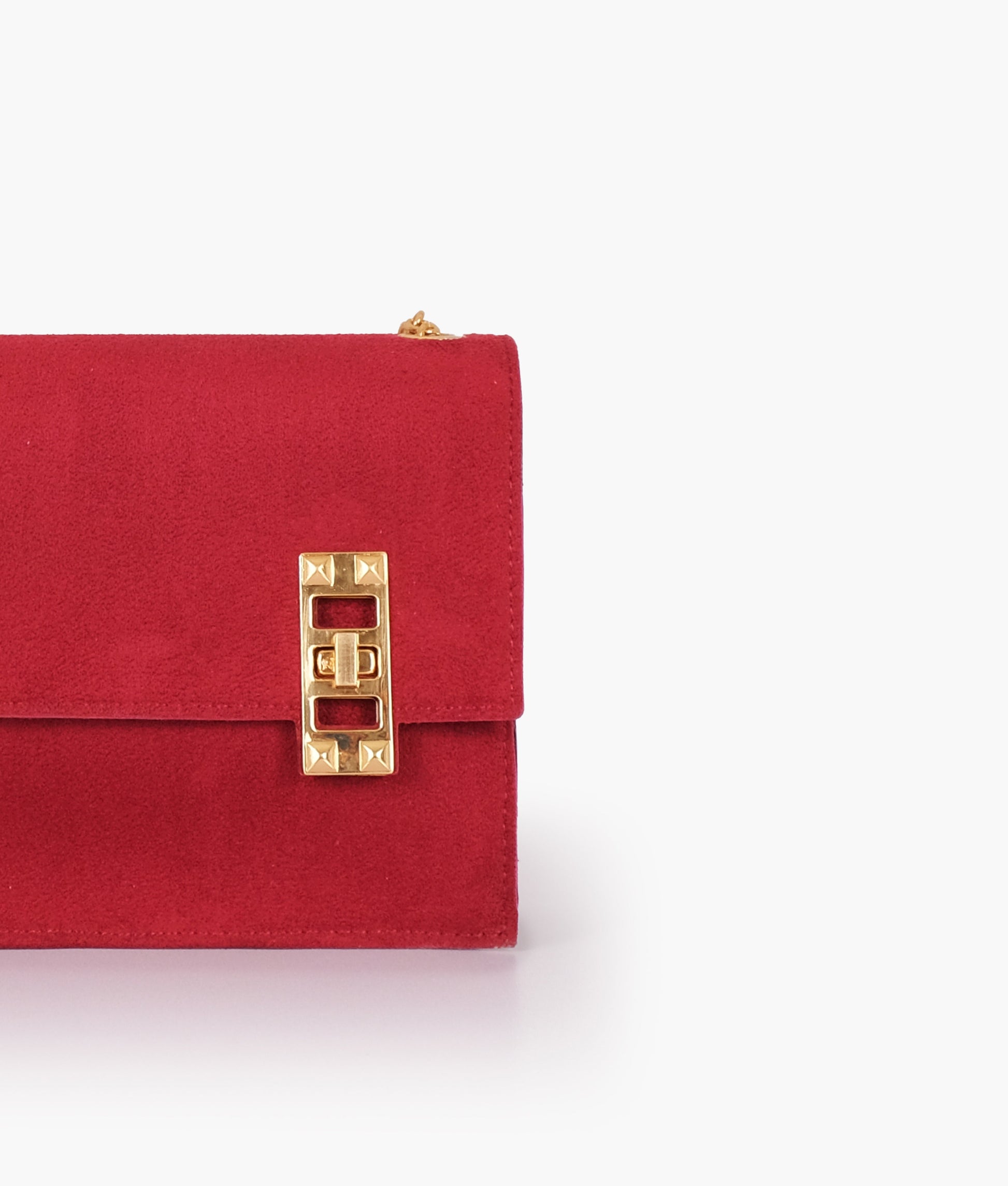 Buy Burgundy suede chain shoulder bag with twist lock in Pakistan