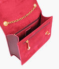 Buy Burgundy suede chain shoulder bag with twist lock in Pakistan