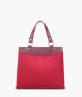 Buy Burgundy suede front lock top-handle mini bag in Pakistan