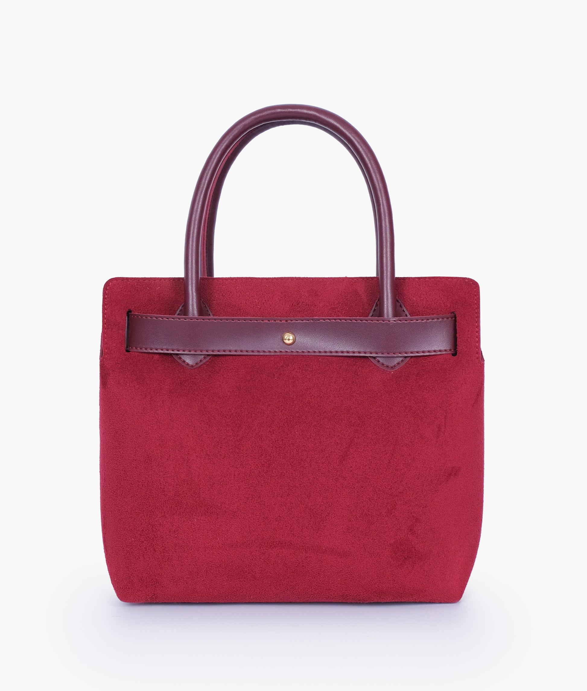 Buy Burgundy suede handbag with front buckle in Pakistan