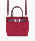 Buy Burgundy suede handbag with front buckle in Pakistan