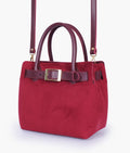 Buy Burgundy suede handbag with front buckle in Pakistan