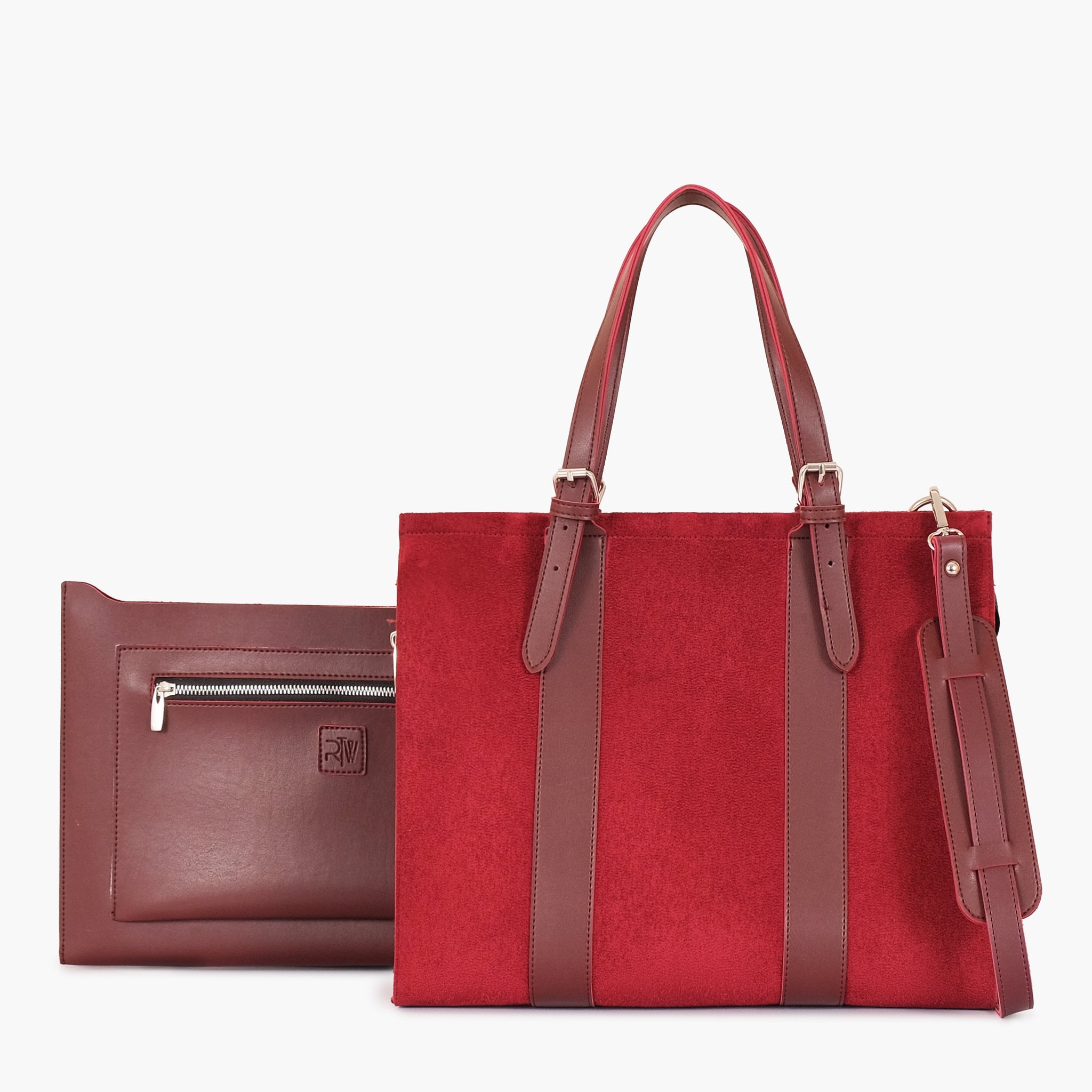 Buy Burgundy suede laptop bag with sleeve in Pakistan