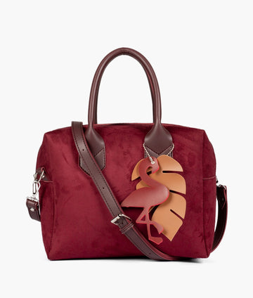 Buy Burgundy suede mini bowling bag in Pakistan